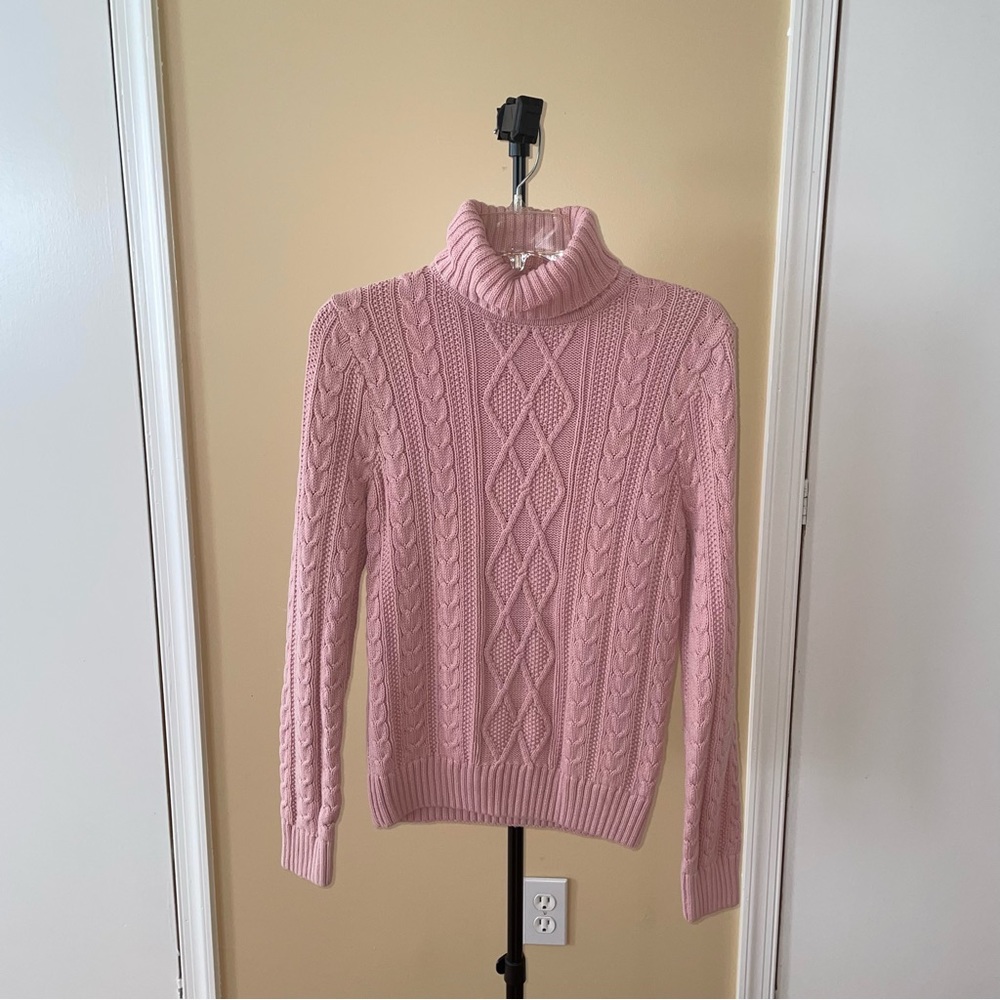 Pria Baby Pink Cable Knit Turtleneck Sweater - Picture 4 of 6